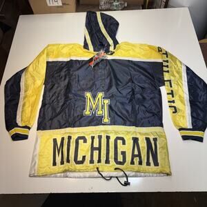 vintage Michigan Wolverines Starter pullover windbreaker jacket Sz L Harlem Gear